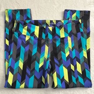 L.L. Bean Geometric Chevron Multi-Color Leggings, Size XS